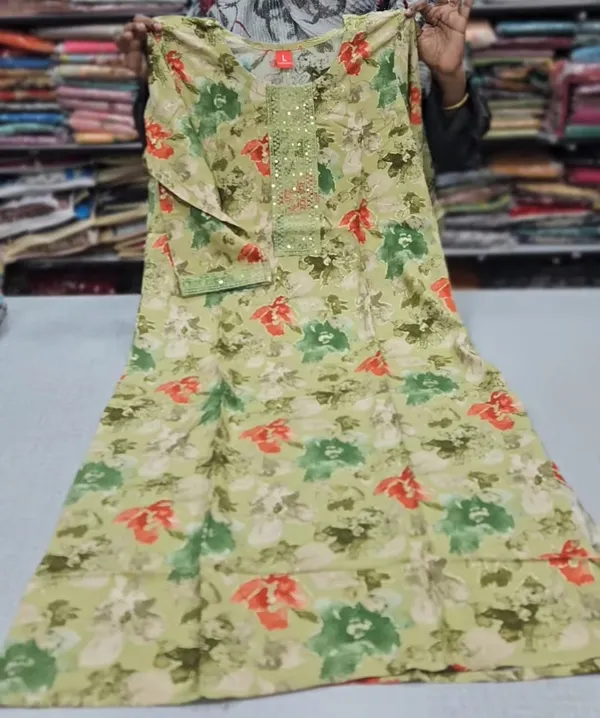 Premium Liva Certified Rayon Embroidery Straight Kurti with Side Cut | SD37